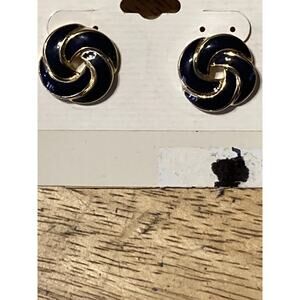 Vintage Gold & Navy Blue Knot Swirl Earrings
